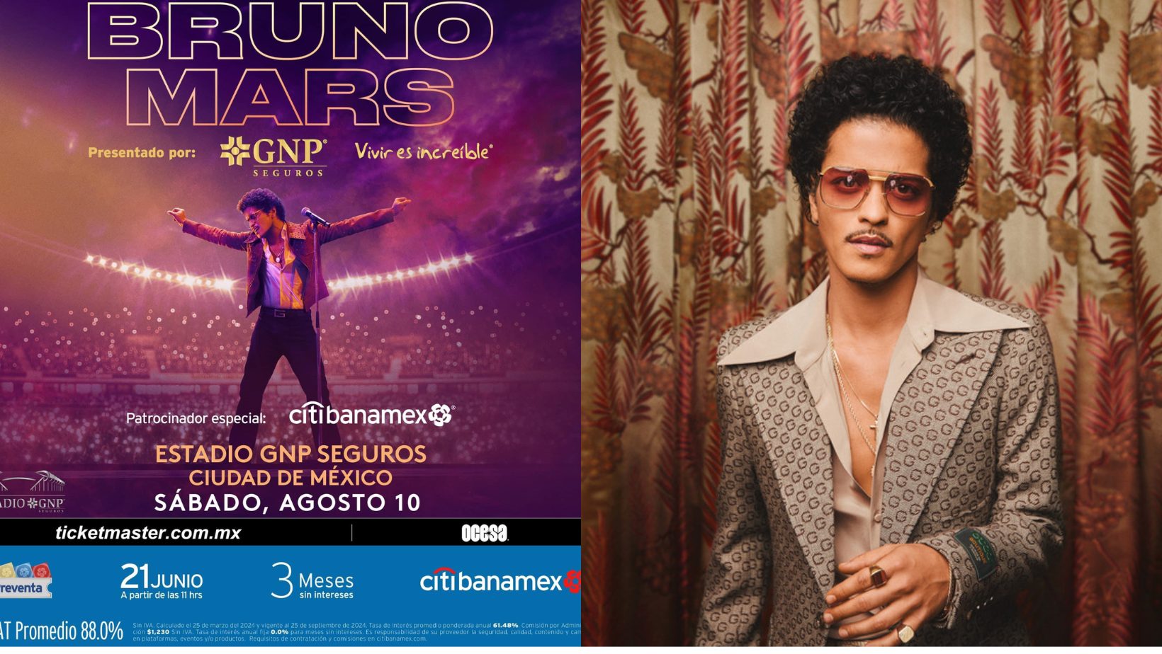 Bruno Mars viene a México para inaugurar el nuevo estadio GNP Seguros